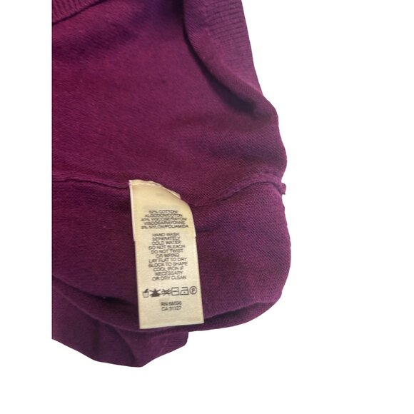 DKNY Fringe Embellished V-neckline Dolman Sweater, Purple, S - Picture 8 of 13